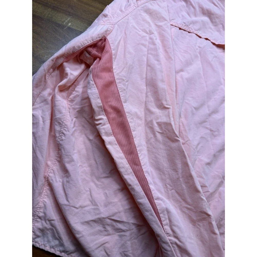 Solumbra Pink Sun Protective Long Sleeve Button Up Shirt Women Size M Mesh Vent